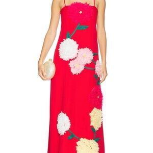 Elliatt Red Maxi Dress with Floral Appliqués